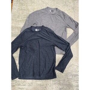 SET (2) Legend Shirts Men Large Long Sleeve Crew Neck Gray Active Soft Light